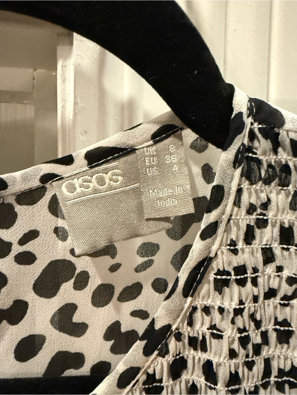 ASOS Black and White Smocked Midi Dress - Picture 4 of 6